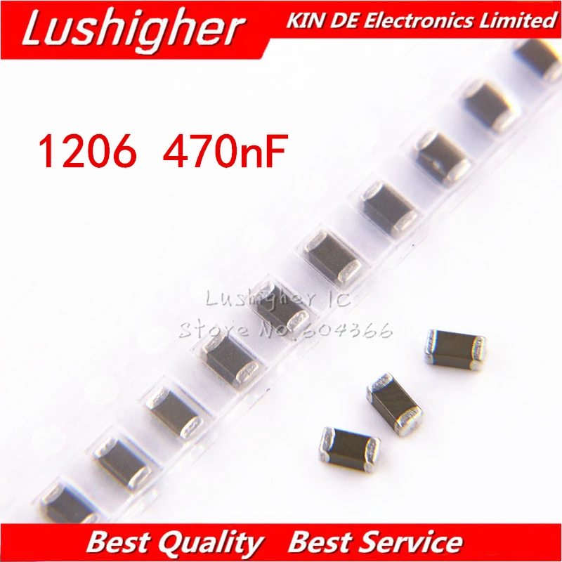 100 шт. 1206 470nF 474K 474 0 47 мкФ 100V X7R ошибок 10% SMD Керамика конденсатор поверхностного