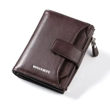 dark brown Мужской короткий бумажник в винтажном стиле из искусственной кожи, многофункциональная сумка Для водительских прав, повседневные кошельки с застежкой, держатели для ID карт, портмоне для мужчин - Цвет: dark brown