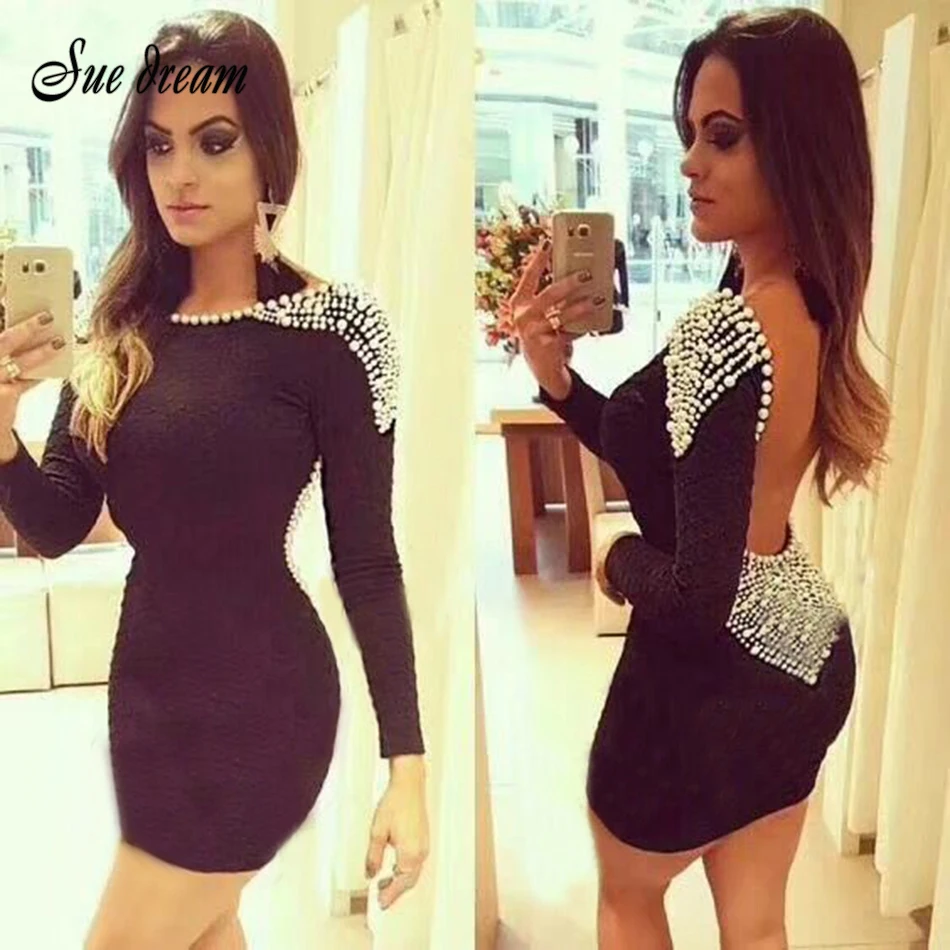 Осень Новый черный Бандажное платье 2018 знаменитости праздничное с длинными