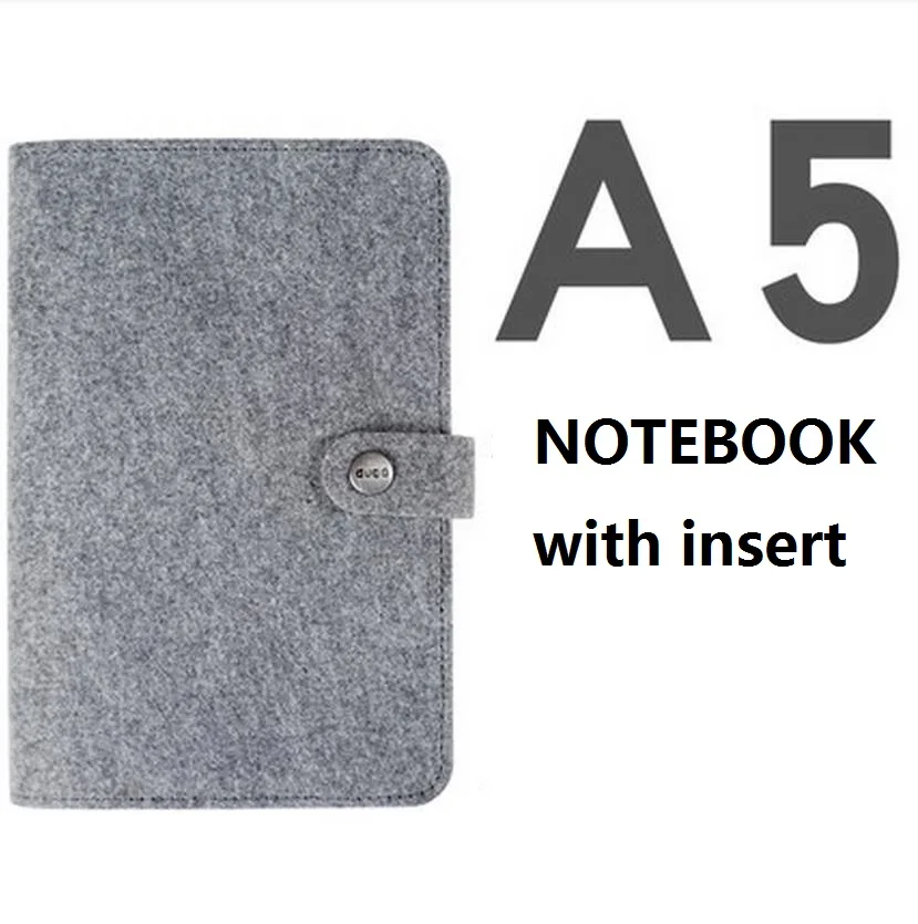 A5 gray notebook Шерстяной фетр A5 A6 винтажный вкладыш многоразового использования блокнот на спирали, дневник планировщик персональный органайзер для путешествий блокнот простой светильник Harphia - Цвет: A5 gray notebook