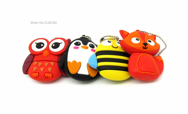 Модный милый usb флеш-накопитель в виде животного Сова/пингвин/лиса/пчела флешка