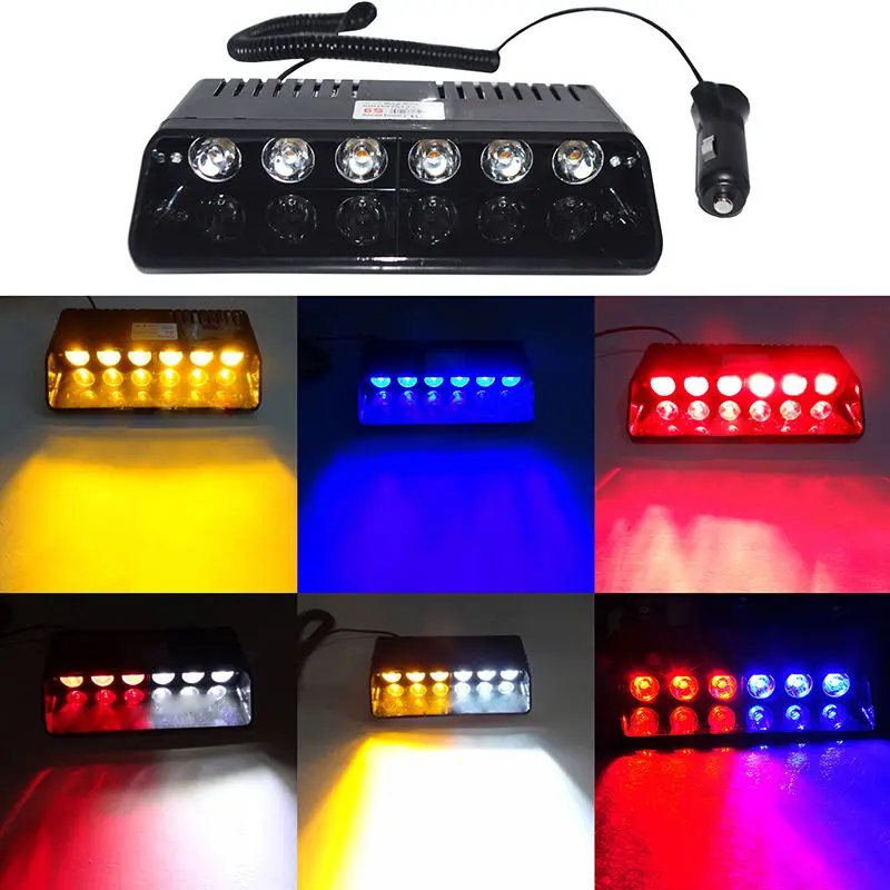 

High Power 6 LED Strobe Flasher Warning Light With Cigarette Lighter Blue Red Car Truck Emergency Day Running Flash Light DC12v