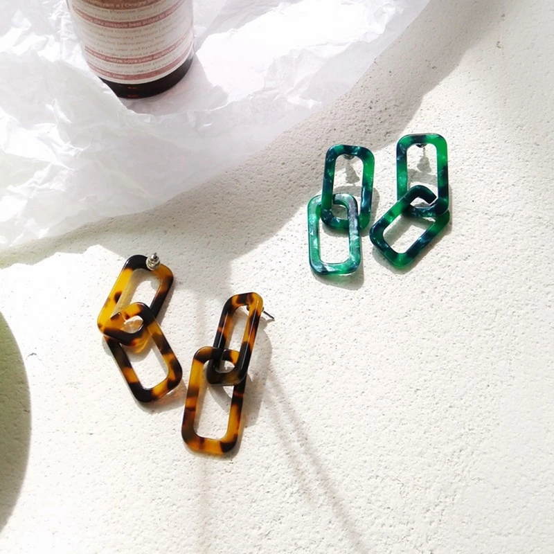 New Tortoise Resin Rectangle Link Sweet Earring | Украшения и аксессуары