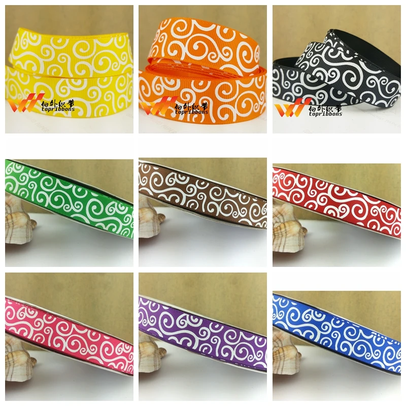 

Free shipping 50 yard 7/8" swirl printed grosgrain ribbon