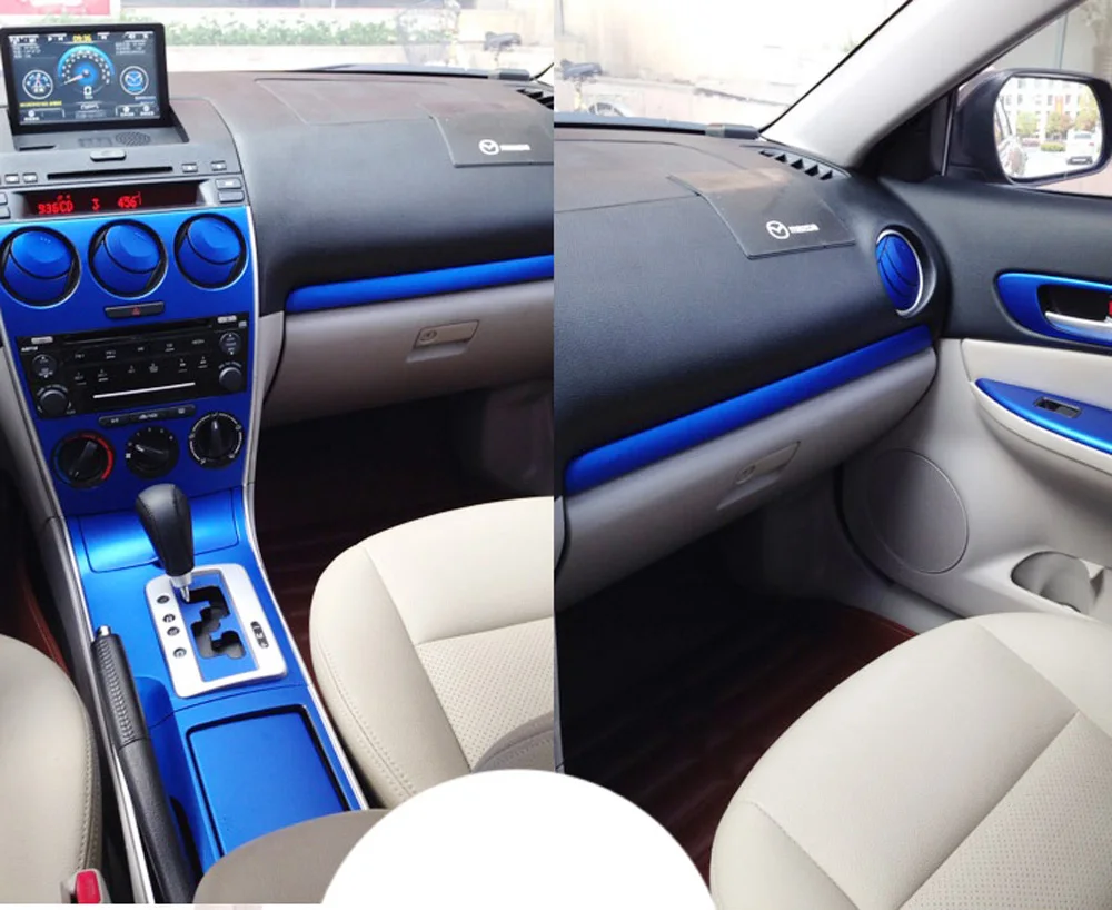 Для Mazda 6 2003- внутренняя Центральная панель управления дверная ручка 5D наклейки из углеродного волокна наклейки аксессуары для стайлинга автомобилей