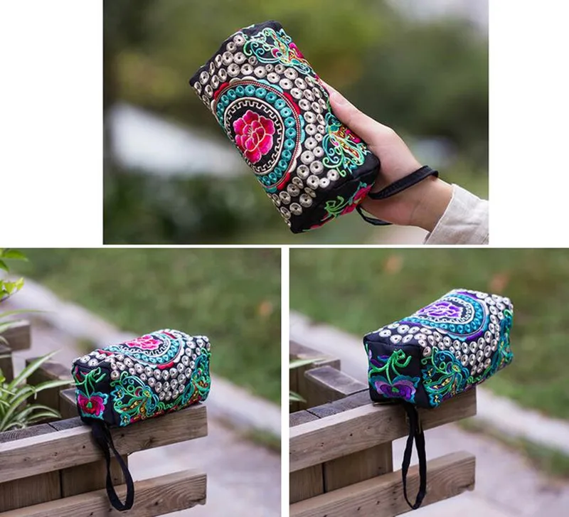 Женские вышитые кошельки Национальный Ветер молния кошелек для телефона сумка