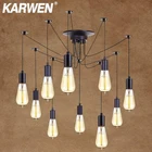 Винтажная Подвесная лампа KARWEN E27 в стиле сделай сам, лофт, несколько регулируемых потолочных светильников длиной 120 см, 150 см, 200 см в стиле ретро