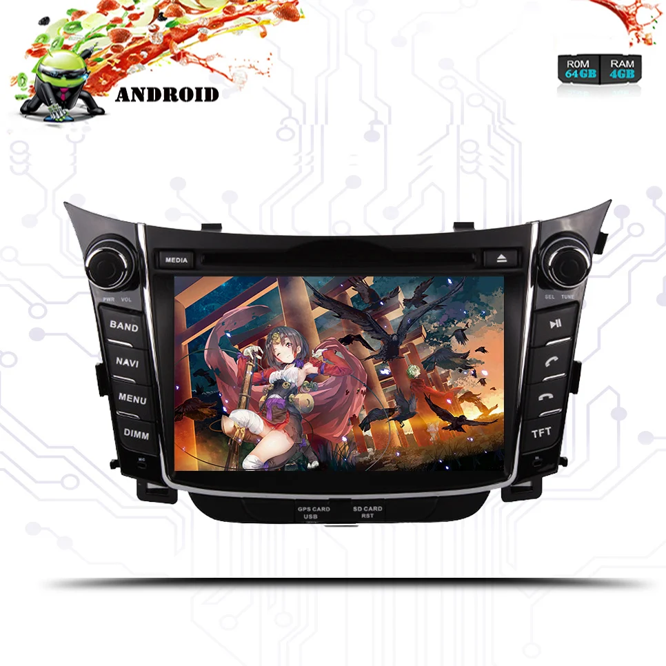 Восьмиядерный 4 + 64 ГБ android 9 0 автомобильный dvd плеер 1024*600 для HYUNDAI i30 2011 2012 2013 gps