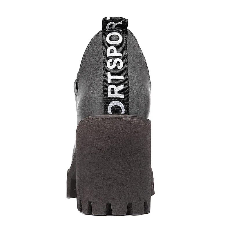 Женские туфли Весна Осень 2017 новые толстые на высоком каблуке маленькие кожаные