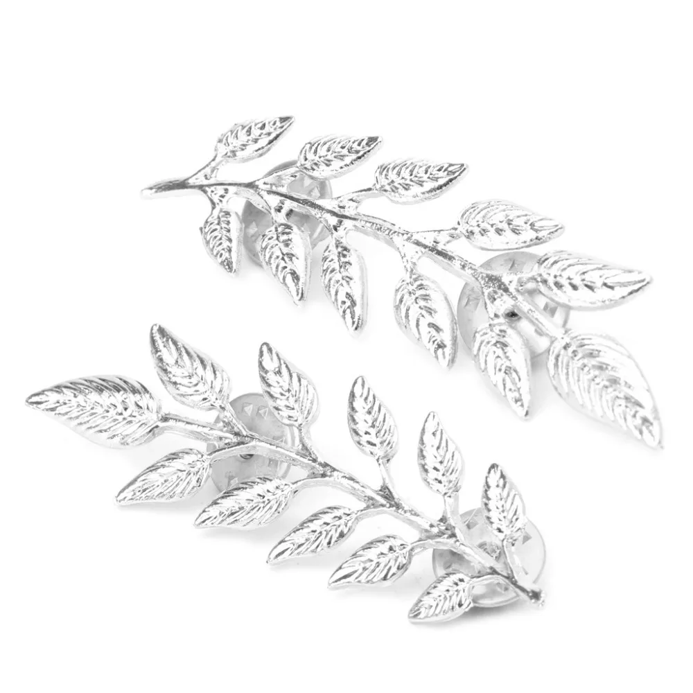 Винтажная позолоченная брошь в форме ветки 1 пара листья пшеницы шейный