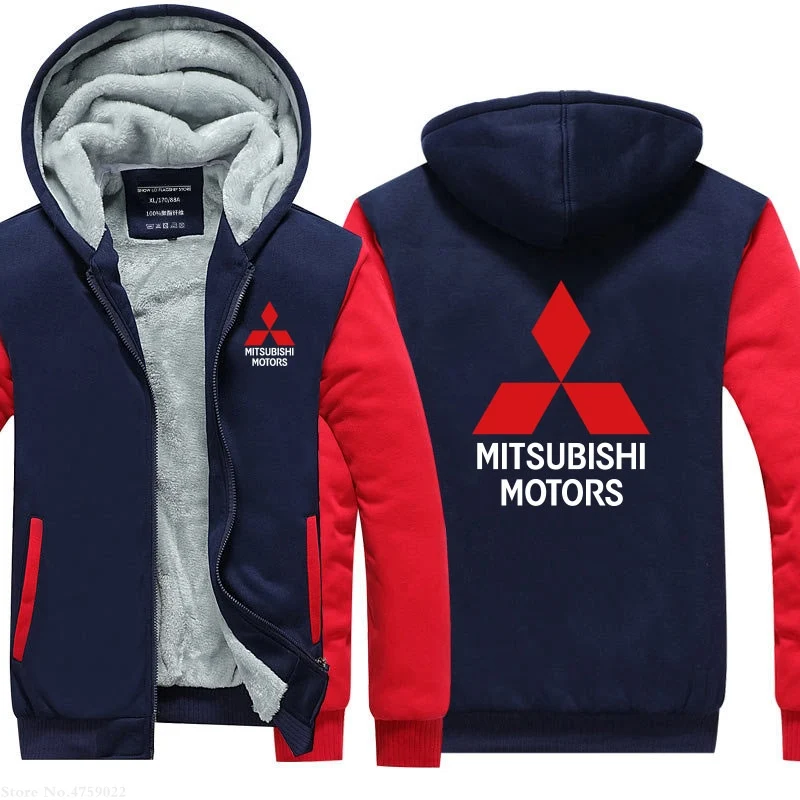 Зимняя мужская Повседневная Толстовка Mitsubishi флисовая толстовка на молнии с