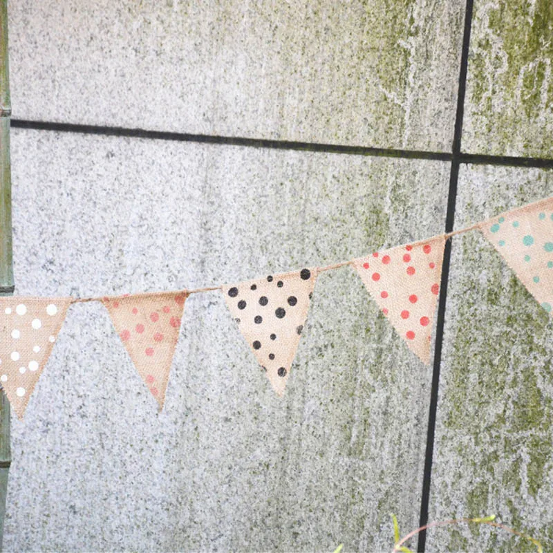 1 шт. 2 8 м 15 флагов в горошек Ткань Льняная Свадебная вечеринка украшение флаг