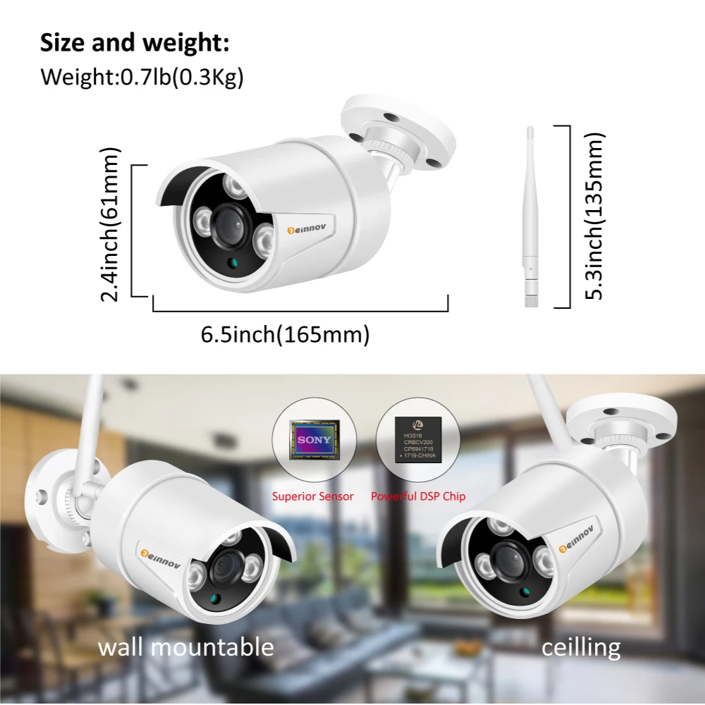 Einnov 4CH 1080P 2MP HD Беспроводная NVR Wi-Fi камера для домашней безопасности CCTV Wifi ip-камера