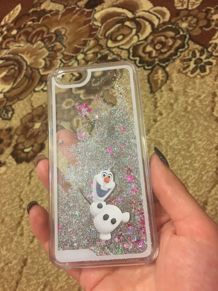 Для iPhone 6 Чехол симпатичная Снеговик снег сокровище прозрачный блеск Star жидкость