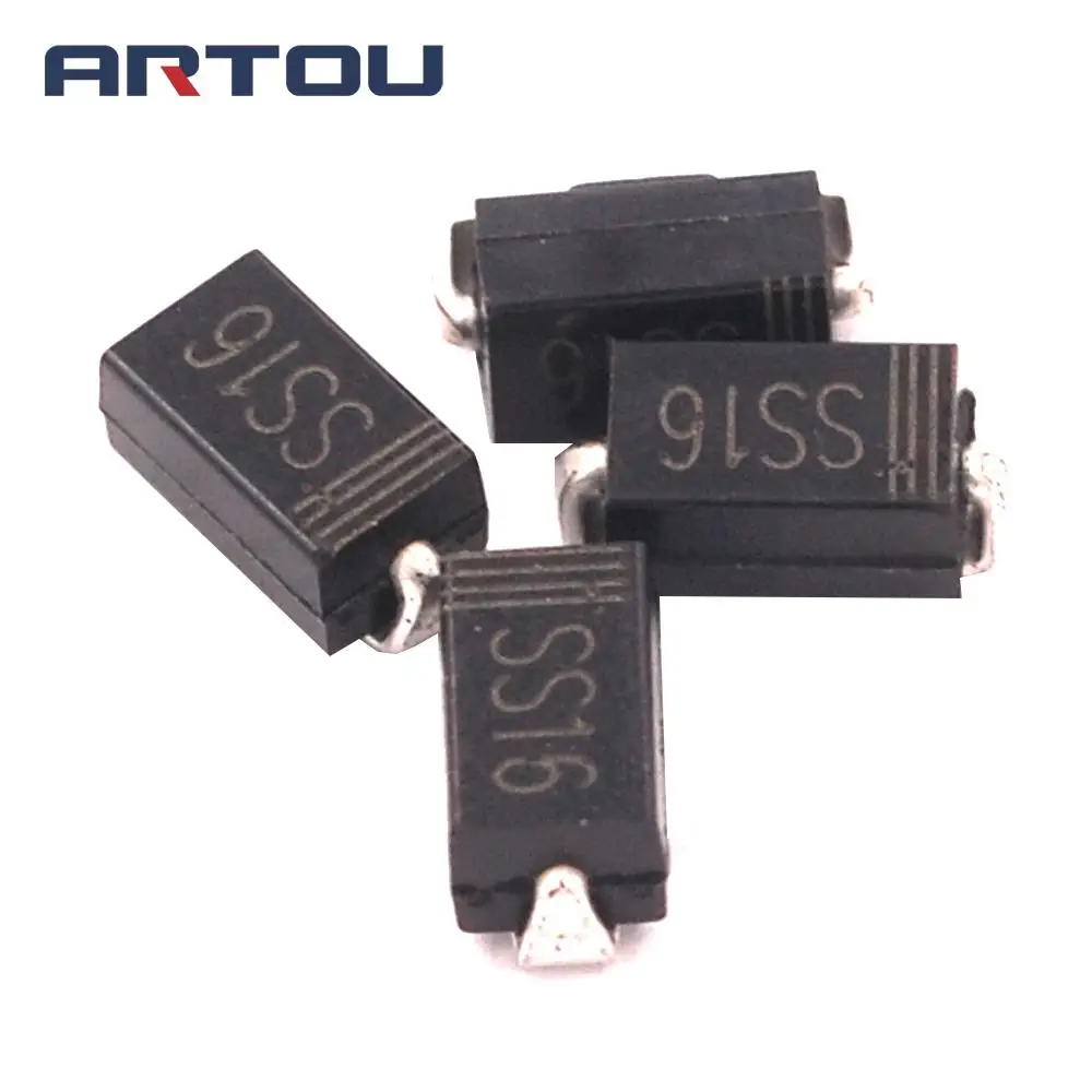 100 шт. SS16 SMD Schottky барьер Выпрямитель Диод 1A 60V DO 214AC SMA|ss16 smd|diode 1arectifier diode |