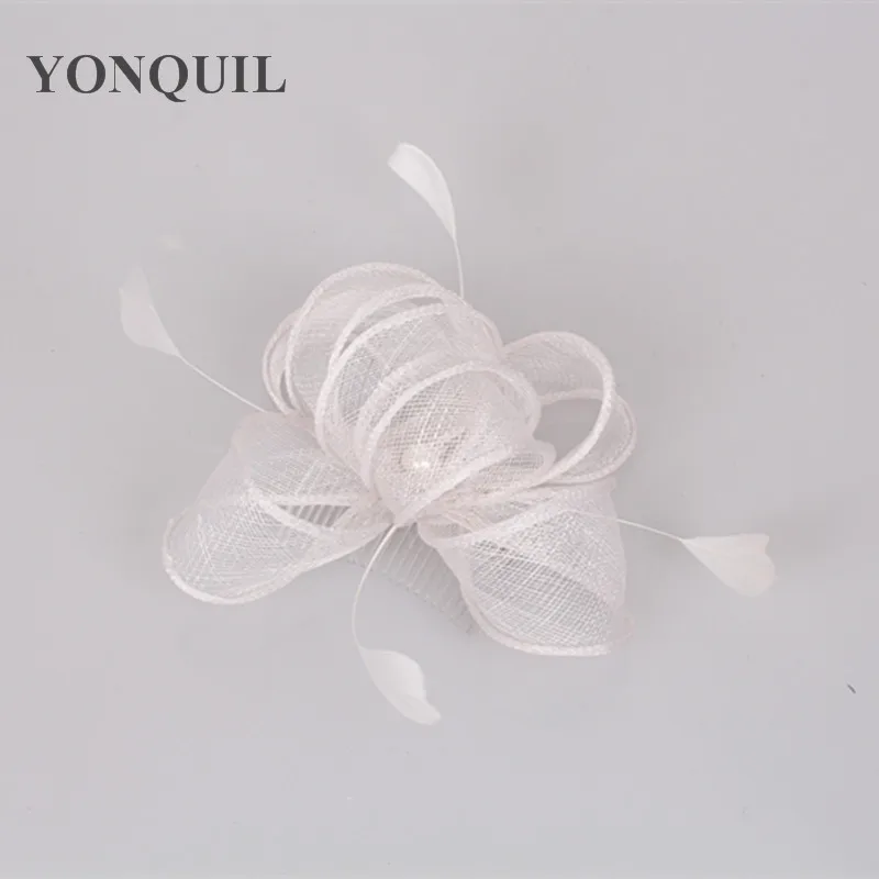 

Church Sinamay Fascinator Hats Fashion Black Feather Hair Accessories Nice Gril Red Bridal Headwear for Elegant Ladies Hats