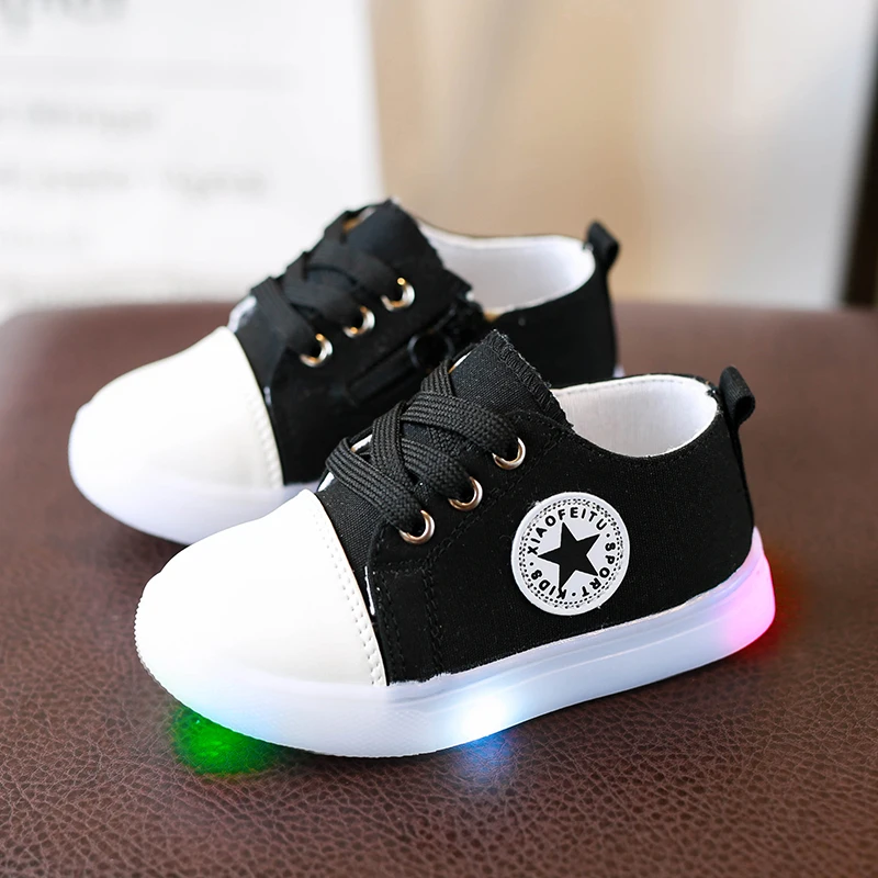 FreeAsABird Fashion Children Led Sneakers Shoes Kids Canvas Soft Bottom Baby Sport Toddler With Light Boys Girls | Детская одежда и