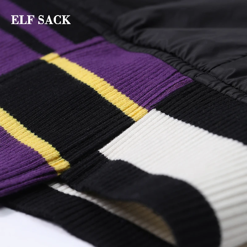 ELFSACK новинка женское плотное пальто длинное в полоску с широкой талией Femme