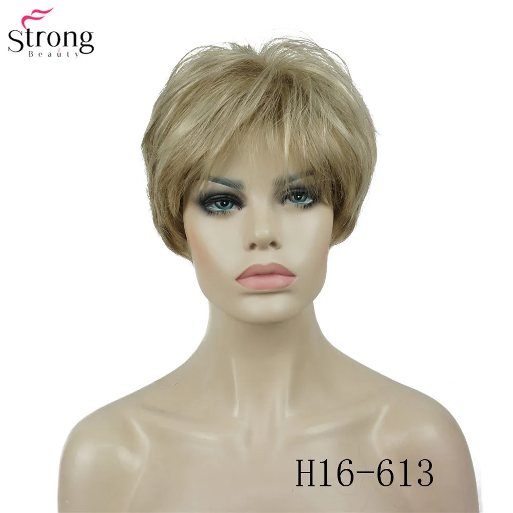 StrongBeauty женский парик короткий прямой натуральный Хай синтетический монолитный парик блонд/черный 11 видов цветов