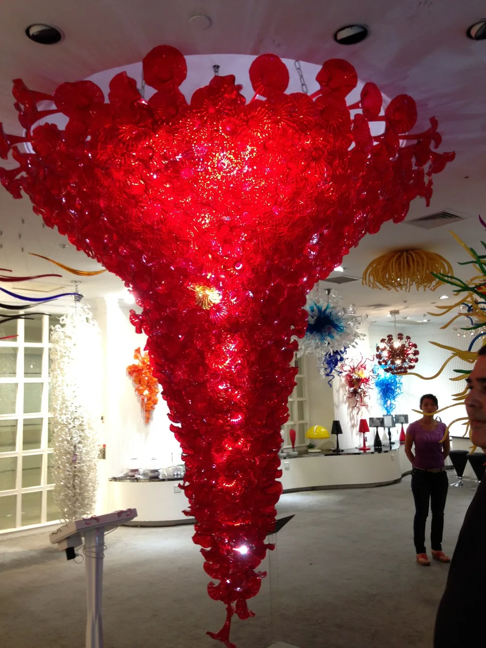 

Luxury Hotel Projection Modern Murono Red Glass Hanging Chandelier