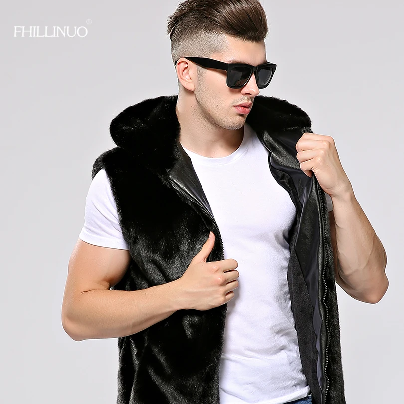 Жилет мужской зимний из искусственного меха Толстая теплая безрукавка с