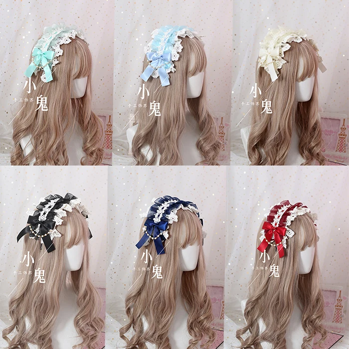

Мягкая японская повязка на голову sister Lolita, кружевная шпилька для волос, милая Повседневная дикая тиара с бантом kc, повязка для волос