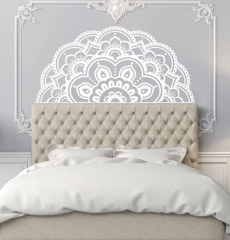 

Half Mandala Vinyl Wall Sticker Bohemian Style Wall Mural Home Bedroom Decor Removable Mandala Flower Design Wall Sticker MTL13