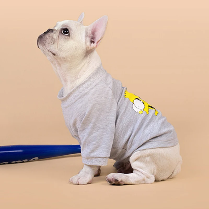 Хлопковая летняя дышащая футболка с изображением французского бульдога Одежда