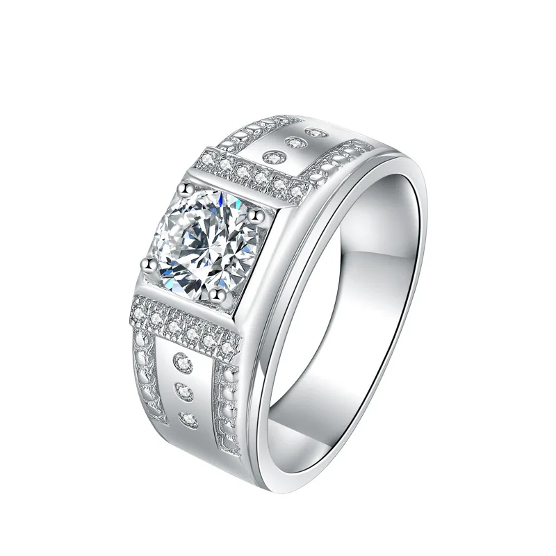 1.25ct карат Cz мужские кольца мужские серебряные обручальные кольца 7 мм огромный камень модные ювелирные изделия Прямая