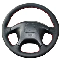 top leather steering wheel hand stitch on wrap cover for mitsubishi pajero sport