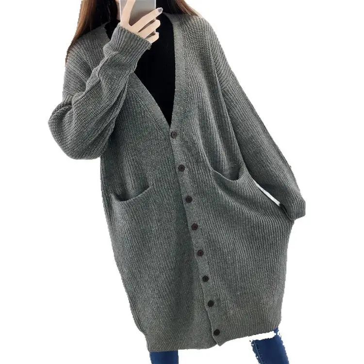 Осень зима вязаный свитер женский 2019 толстый шерстяной свободный большой размер