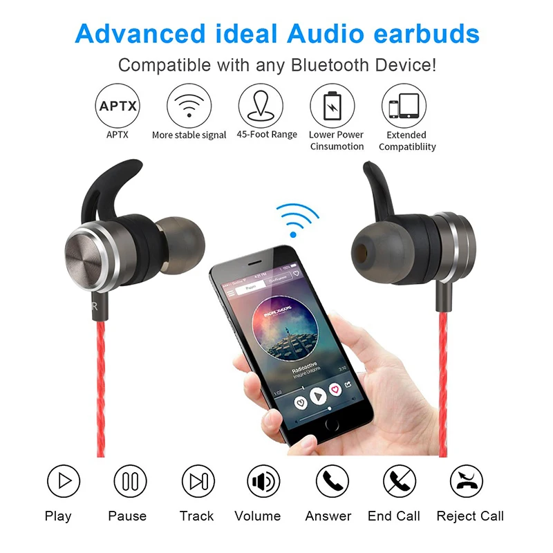 ZY2 Bluetooth беспроводные наушники из металла IPX5 водонепроницаемые гарнитура магнит