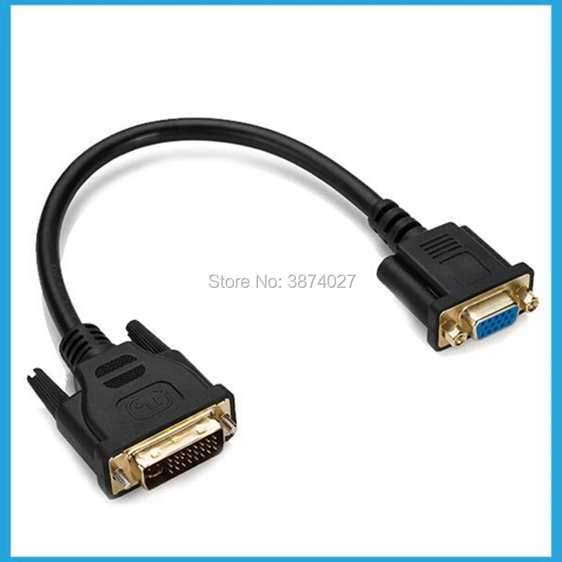 Аналоговый адаптер преобразователь DVI 24 + 5 папа VGA мама для монитора 30 см черный dvi