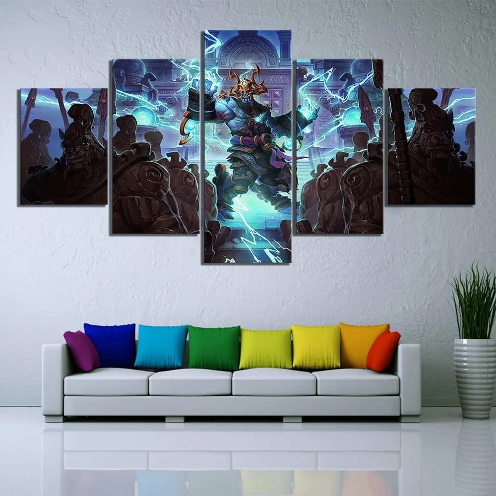 5 Piece Canvas Paintings World of Warcraft Thunder King Wall Art for Home Decor Game Poster | Дом и сад