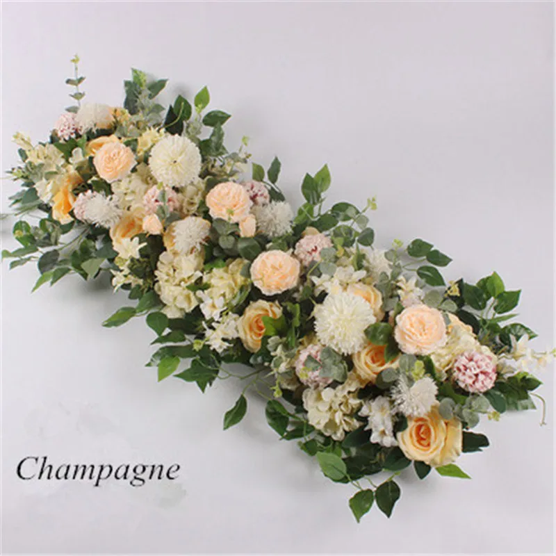 Champagne Свадебное Моделирование ряд цветов Шелковый цветочный шар сценическое дорожное руководство Свадебный Настольный цветок фон Арка украшение двери цветок - Цвет: Champagne