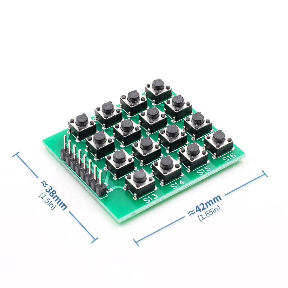 Зеленый 8pin 4x4 4*4 Matrix 16 Keys Button Keypad Keyboard Breadboard Module Mcu for arduino Diy Kit - Цвет: Зеленый