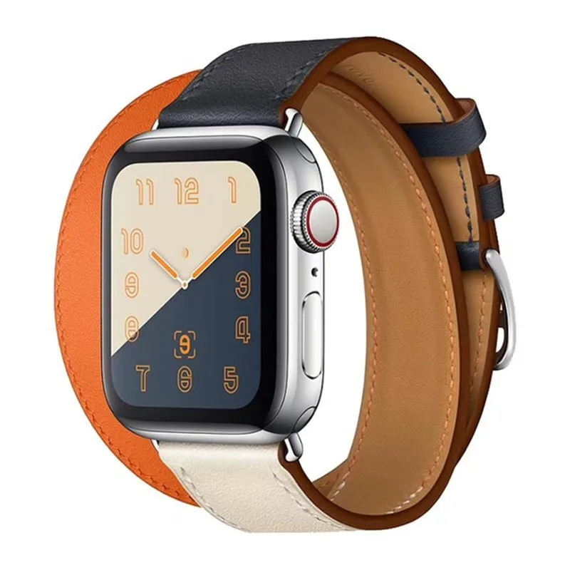 Replace Double Circle Leather Strap For Iwatch 38 40 42 44mm Breathable Watchband Apple Watch Band Series4 2 3 1 Accessories | Наручные