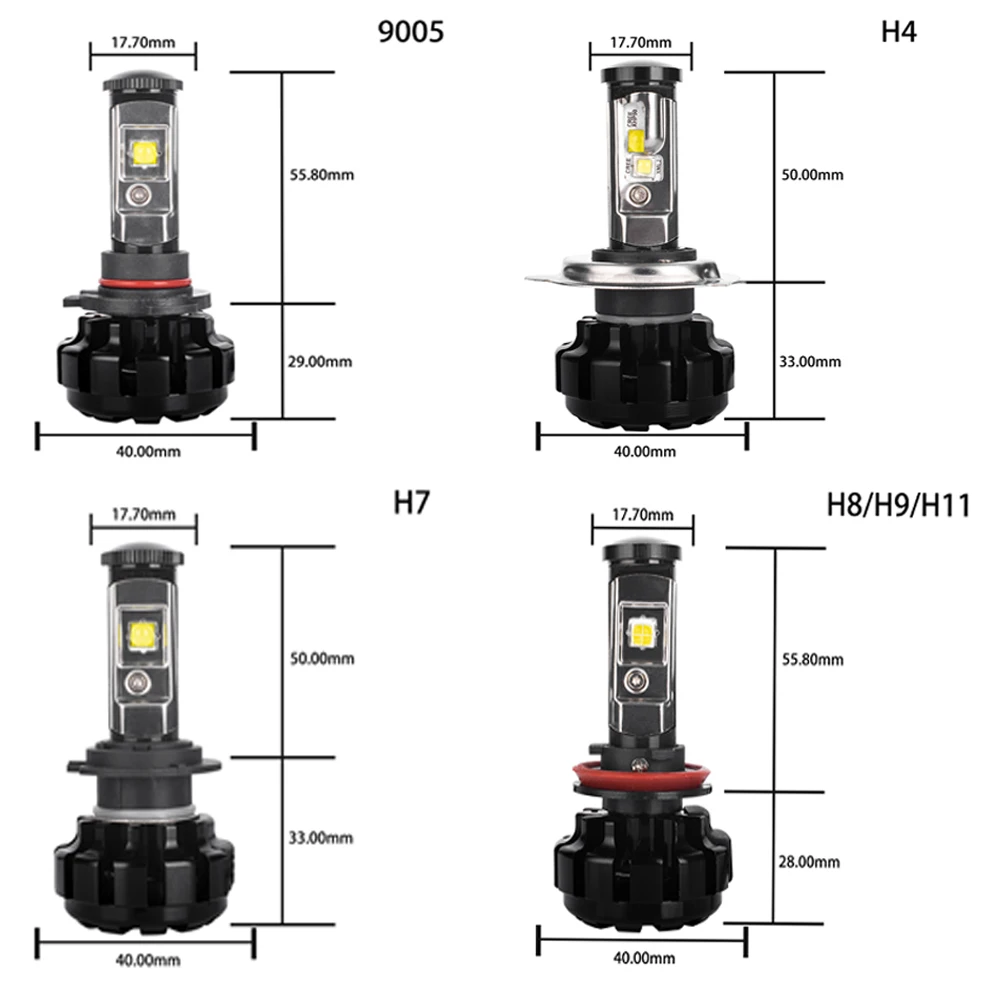 H4 H13 9004 9007 Hi/короче спереди и длиннее сзади) H1 H3 H7 H11 9005 9006 светодиодный фар автомобиля лампы 80 Вт XHP50 чипы 6000 К Conversion Kit авто фары лампы