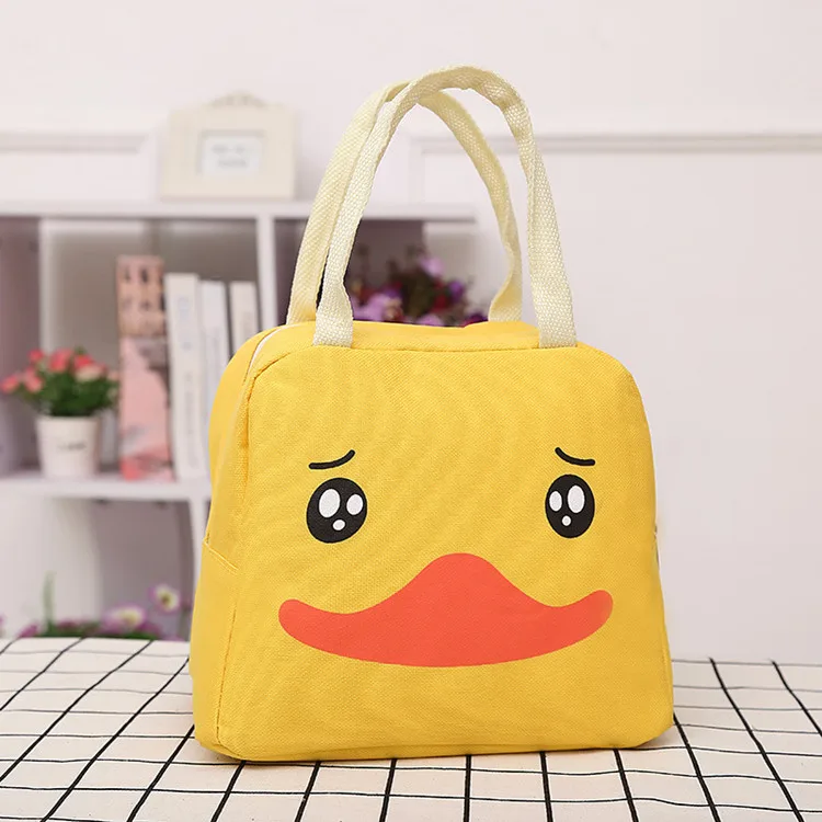duck Мультяшная Холщовая Сумка-переноска для ланча Изолированная Термосумка-холодильник Bento lunch box Tote сумка для хранения пикника Прямая поставка - Цвет: duck