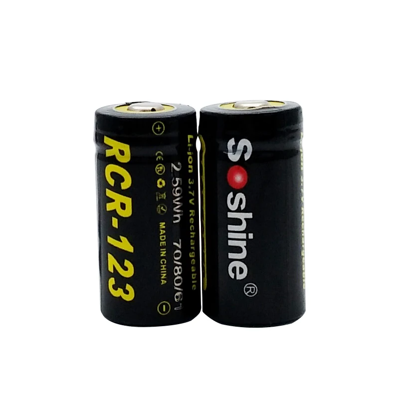 2 шт Soshine RCR123 3,7 V 16340 700mah CR123A перезаряжаемая литиевая батарея с PCB