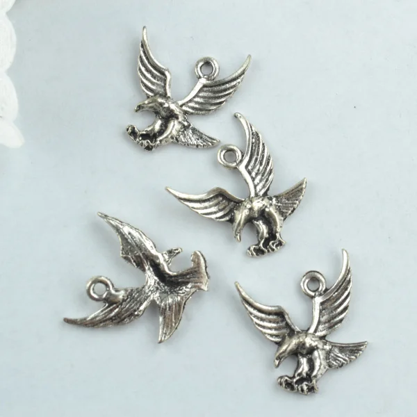 30 шт. антикварные посеребренные Подвески в виде орла из цинкового сплава ручной
