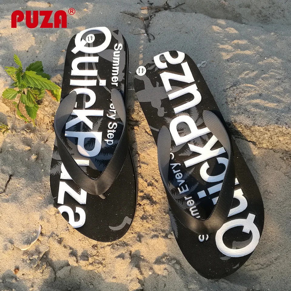 PUZA Flip Flops Men Sandals Flat Slipper Summer Beach Male Slides Rubber Eva Home Fashion Brand Flip-Flops 2018 New | Обувь