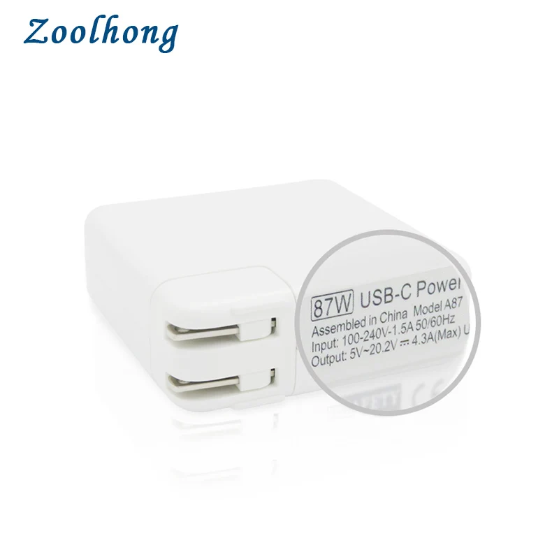 87 Вт USB-C адаптер питания type-C зарядное устройство с 1,8 м type-C зарядки и USB-C к MacSafe 2 кабель Шнур для Macbook retina Pro Air