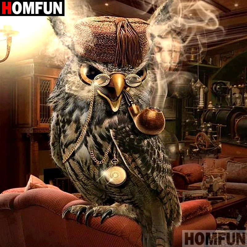 HOMFUN полноразмерная квадратная/круглая 5D алмазная вышивка Сова живопись