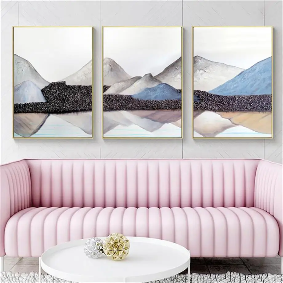 Горный море Настенная картина с ландшафтом абстрактный рисунок на холсте