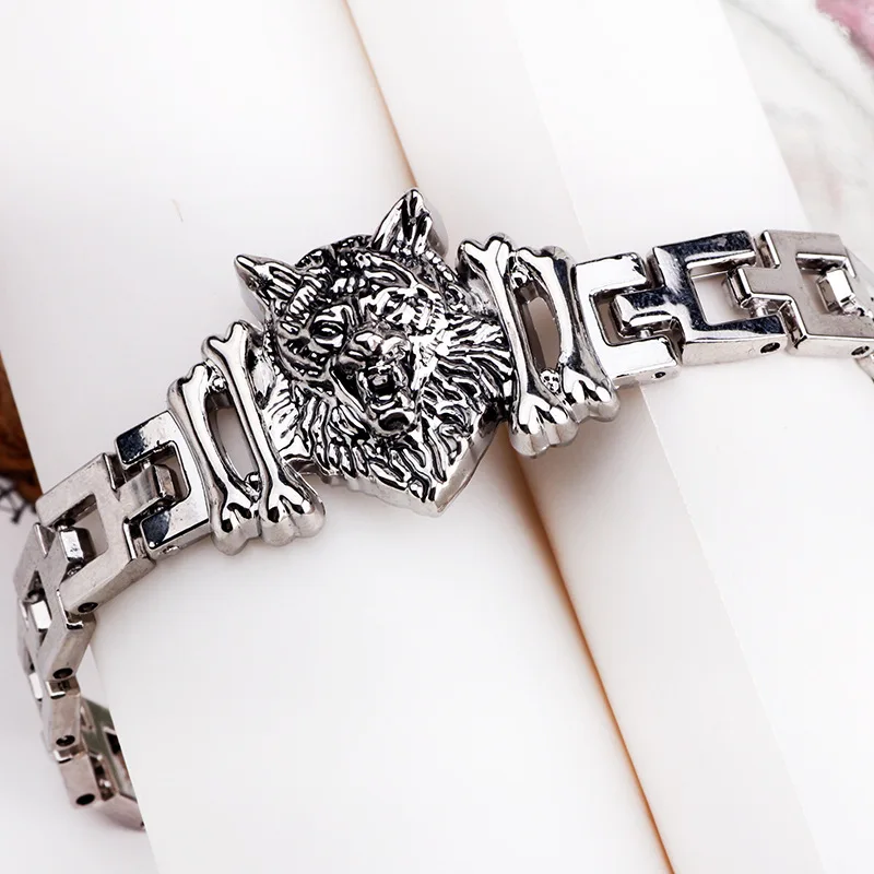 Простой крюк волк Тотем браслет из нержавеющей стали персонализированный