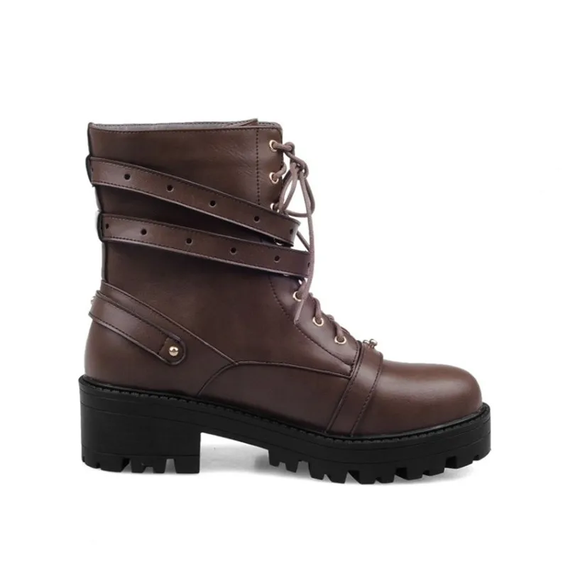 Женские армейские ботинки PXELENA мотоботы в стиле панк с заклепками на не