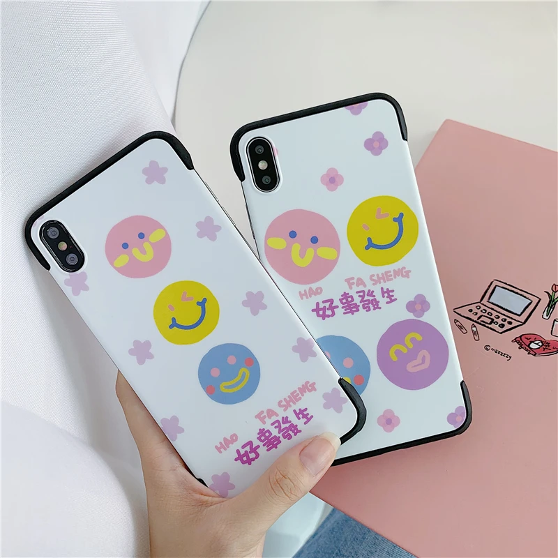 Милый мультяшный персональный текстовый смайлик чехол для телефона iPhone XS max