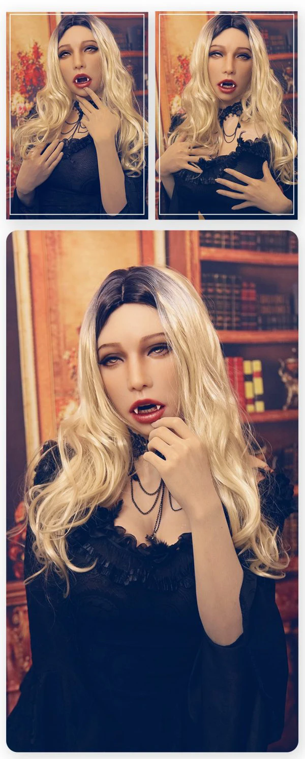 Poppy M) DMS ручная работа Мягкий Материал Силикон Полная Голова женский кроссдресс Косплей открытый рот вампира макияж маска с кляпом