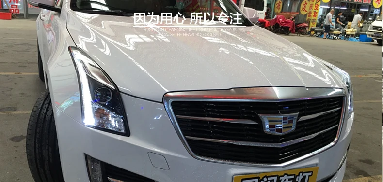 KOWELL автомобильный Стайлинг для Cadillac ATS фары- ATS-L светодиодный фары DRL Биксеноновые линзы Высокий Низкий луч парковка противотуманная фара